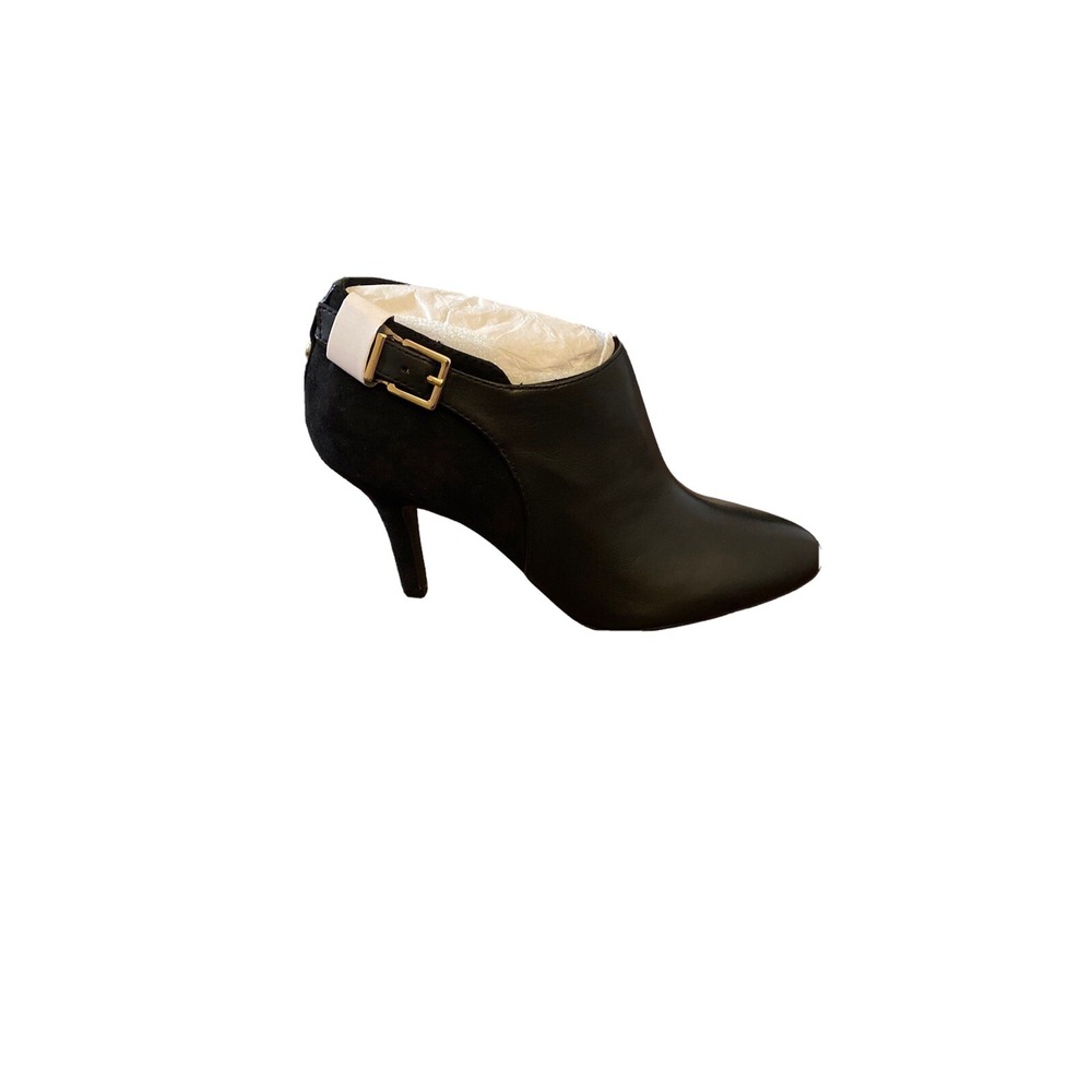 NEW ESSEX LANE Jasmine Women's Black Leather-Suede Zip Ankle Boots  Size 61/2M